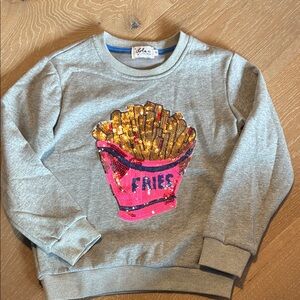 Lola + The Boys Gray Sweatshirt with Sequin Fries